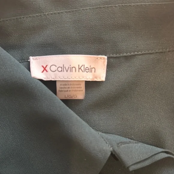 Calvin Klein Collection Green Long Sleeve Button Down Blouse- NWOT - Picture 6 of 6